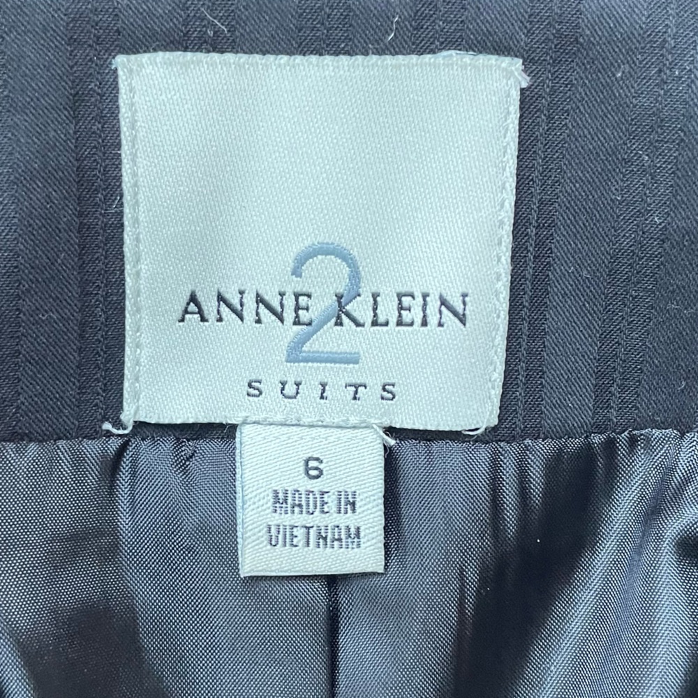 Anne Klein 2 Black Cotton Striped Blazer & Pants Suit Set size 6 - Picture 5 of 15